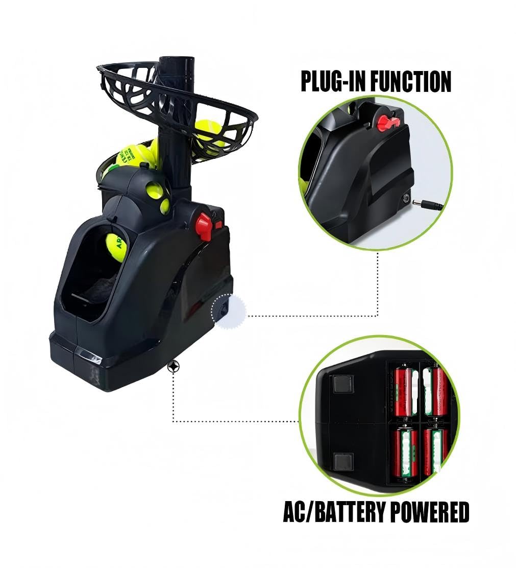 Set Da Allenamento per tennis con rete di cattura (12 lb) per principianti, bambini, allenatori di tutti i livelli ed età che praticano da soli il tennis a casa e all'aperto, AC/batteria&Cavo USB