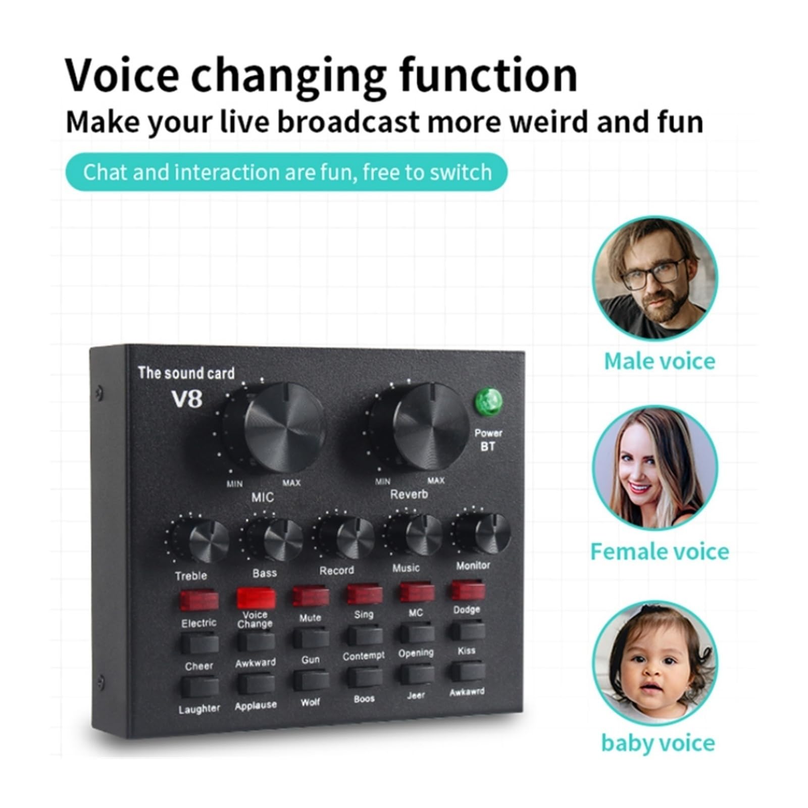 Mixer audio, Scheda audio professionale V9 Streaming Trasmissione in diretta Poast Studio di registrazione Attrezzatura Cambia voce Interfaccia