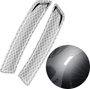 Voroly 2 Pcs Reflective Side Marker Stickers Sport Reflective Tape Stickers Universal Car Wheel Eyebrow Stickers Reflective Bumper Guard for Car SUV Pickup Truck White