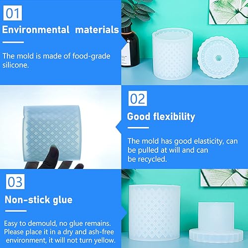 Miniatura 14 de Voyyphixa Moldes de resina para frascos con tapa, joyero, moldes de fundición de resina de silicona, recipiente de cristal, molde epoxi para Moldes