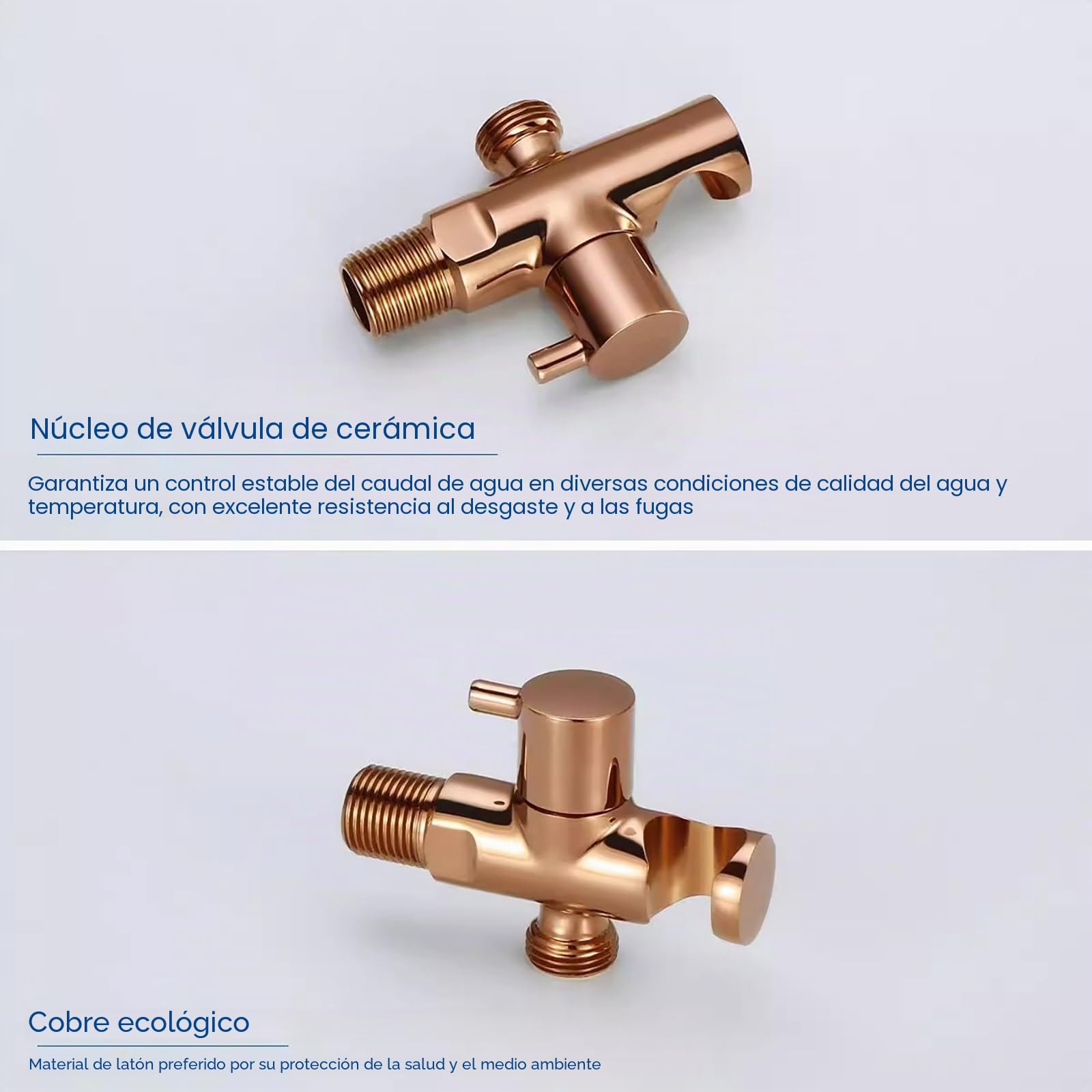 Oro Rosa Kit de Rociador de Mano para Inodoro, Agua Fría Rociador de Bidé de Mano en Pared Latón Pulverizador de Bidé de Mano con Manguera de 1.5M y Soporte, para Higienico Personal, Duchas