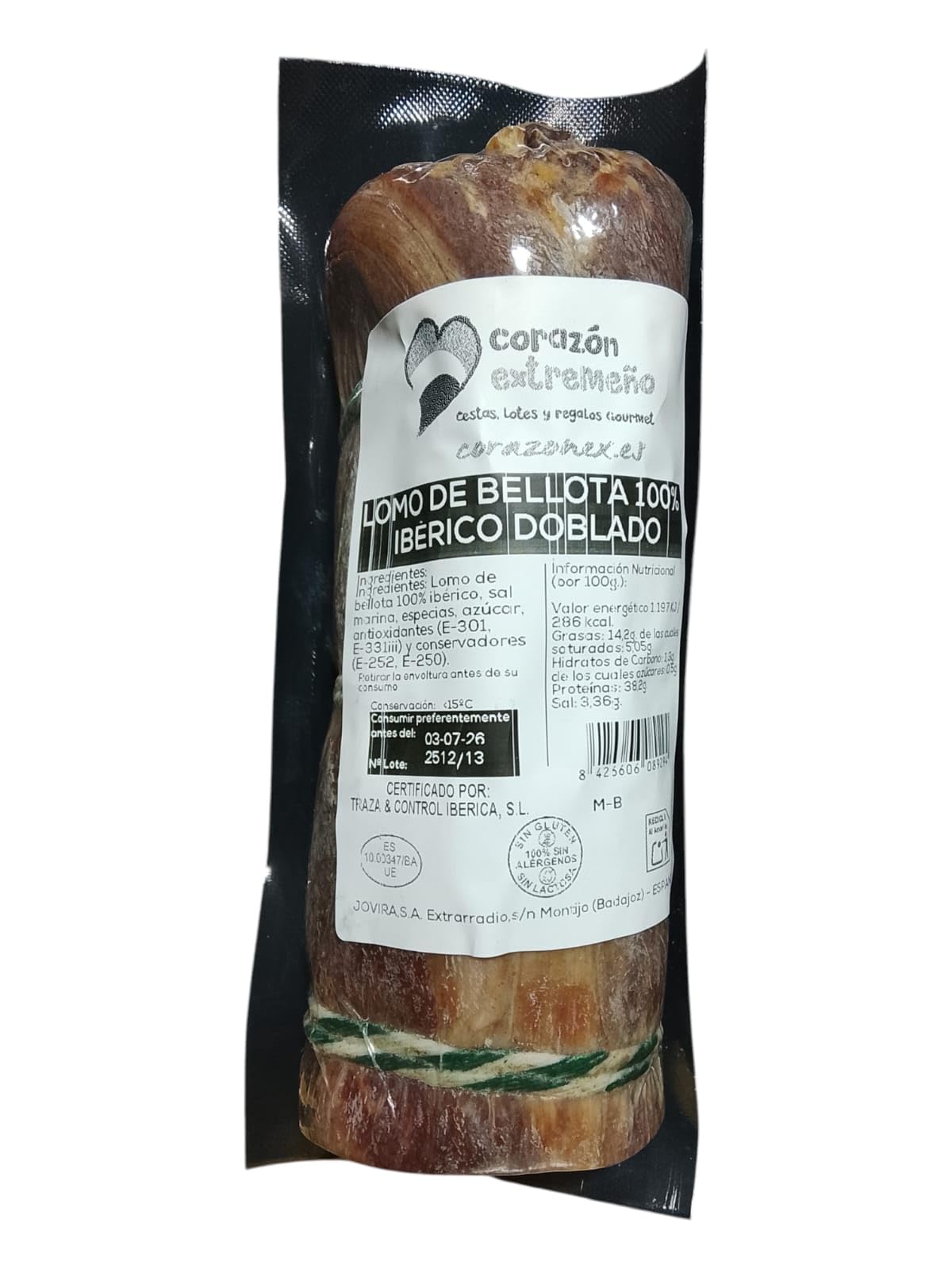 PACK 2 Lomo de Bellota 100% Ibérico Doblado – Gourmet – Elaboración Artesanal Tradicional – Curación Lenta y Sabor Intenso – Producto de Extremadura – Pieza 1000 g Aprox. – CORAZON EXTREMEÑO