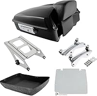Vista 17 de TCMT Pestillos negros picados para motocicleta, maletero con respaldo compatible con Harley Davidson 2014-2025 Touring CVO Road King Road Glide