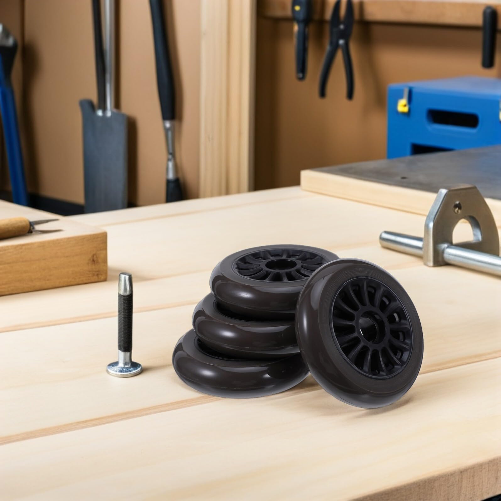 ORFOFE Ruote per Scooter in Plastica Nera Ruote di Ricambio Resistenti e Leggere per Pattini Rotelle Skateboard e Valigie per Principianti e Uso Esterno