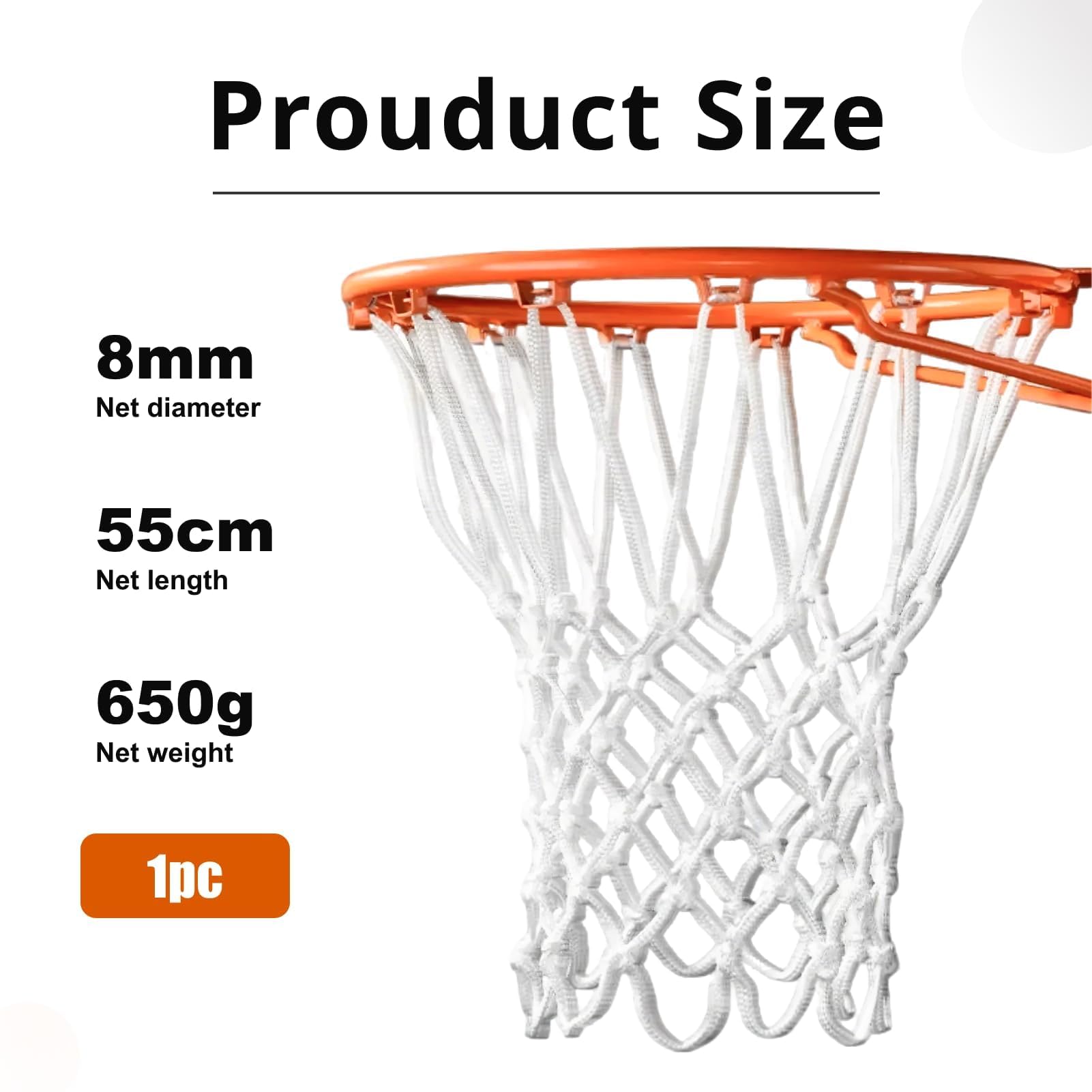 Filet de Basket-Ball de Rechange Résistant aux Intempéries, Compatible avec Paniers de Basket Standard, Usage Intérieur et Extérieur, 12 Boucles,hangings Filet de But de Basket