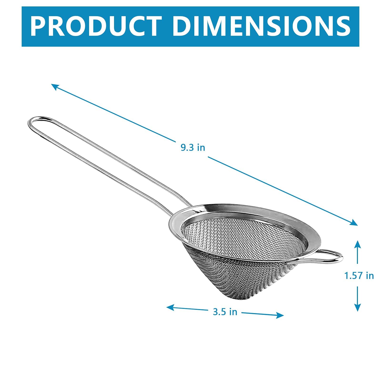 Colador de malla fina para barra, colador cónico de acero inoxidable para cócteles, bebidas, coladores de bar, herramienta de bar de camarero, 3.5 pulgadas (2 piezas) 3