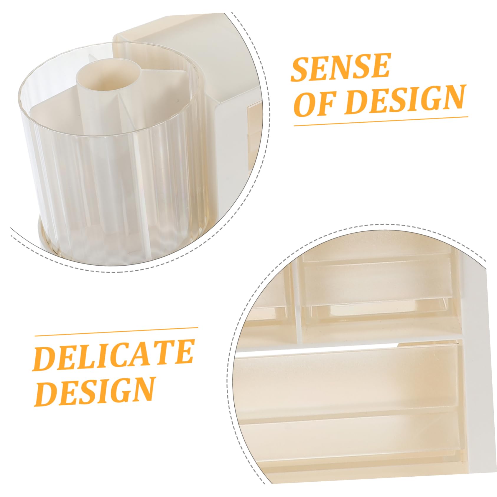 EXCEART Organisateur de Tiroirs Double Rotation, Boîte de Rangement Transparente à 2 Niveaux en Ps Blanc, Montage Simple, Gain de Place pour Documents et Cosmétiques