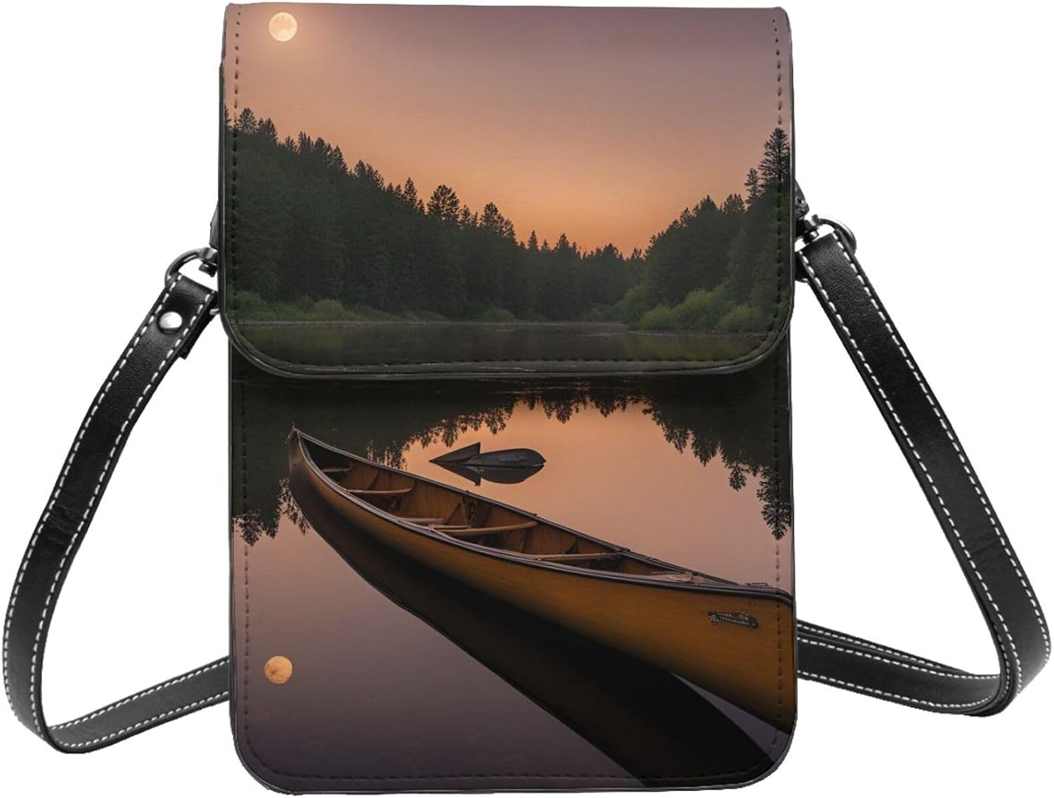 Moonlit Canoe Allagash River Print Dustproof Gift Bag Small Tool Bag Detachable Adjustable Strap Side Bag For Camping Work