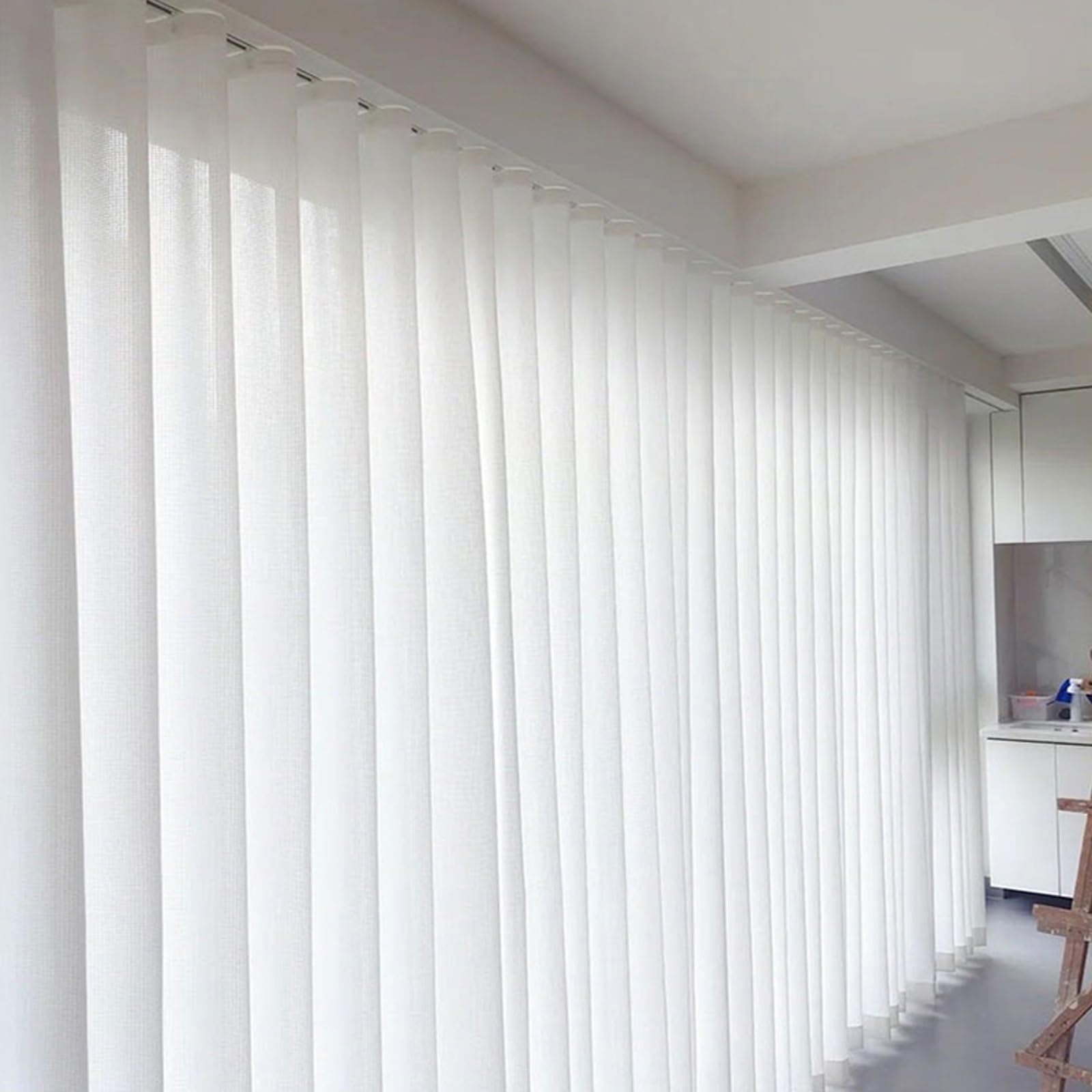 Barra divisora ajustable de 3.3 pies y 19.6 pies con cinta para coser para persianas, fácil montaje, versátil, decoración del hogar