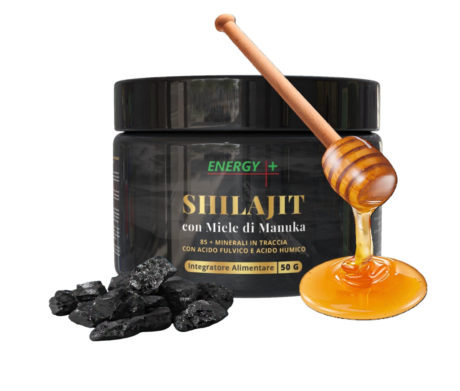 Resina di Shilajit Puro Originale dell'Himalaya con Miele di Manuka – Confezione da 50g - Energia Naturale e Immunità Potenziata – Scopri i Benefici di questa Composizione Rivoluzionaria