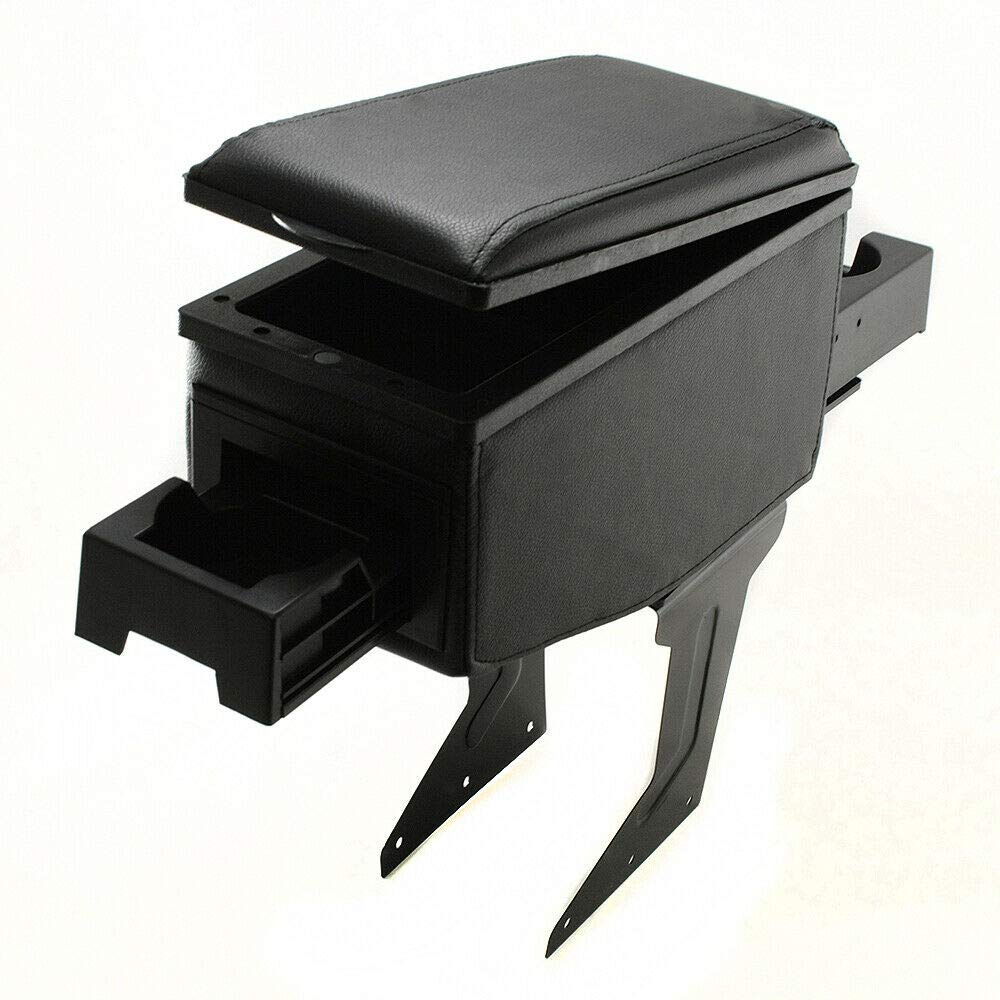 Accoudoir Central Universel Pour Voiture - Cuir Synthétique, Rangement, Hauteur Réglable, Noir