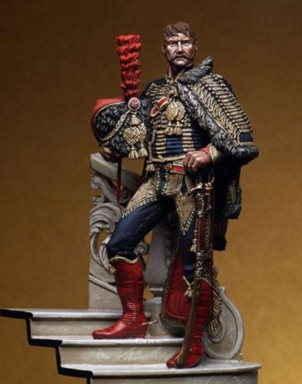 1/24 75Mm Soldado Capitán Caballo De Pie con Base 75Mm Figura Histórico Kit De Resina Modelo En Miniatura Sin Ensamblar Sin Pintar