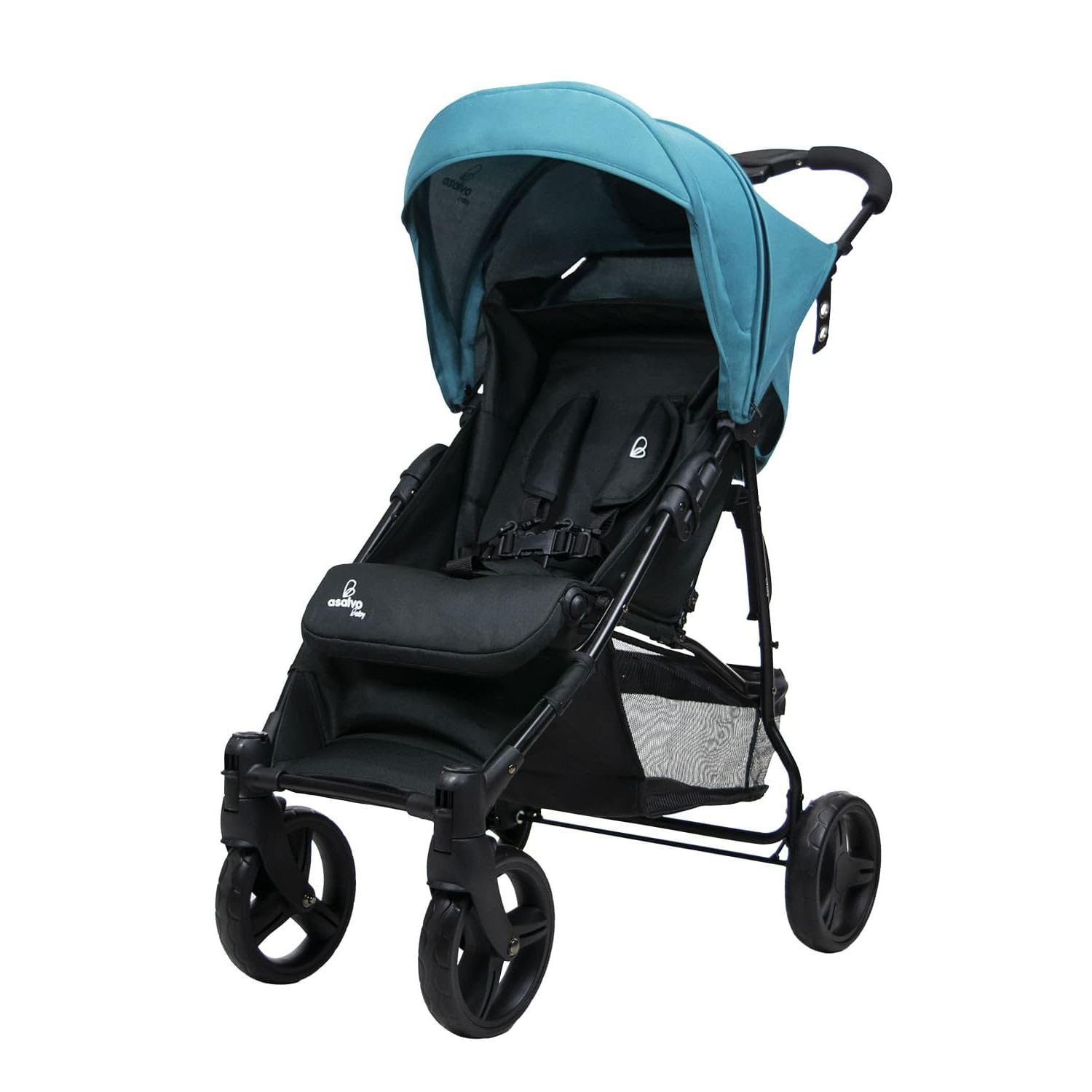 Asalvo CÁDIZ Silla de Paseo Ultraligera para bebé, Carrito de paseo, Respaldo Reclinable, Arnés 5 Puntos, SPF50+, Capota con Ventana, Manejable, Máxima Seguridad, Hasta 17 kg, Petróleo