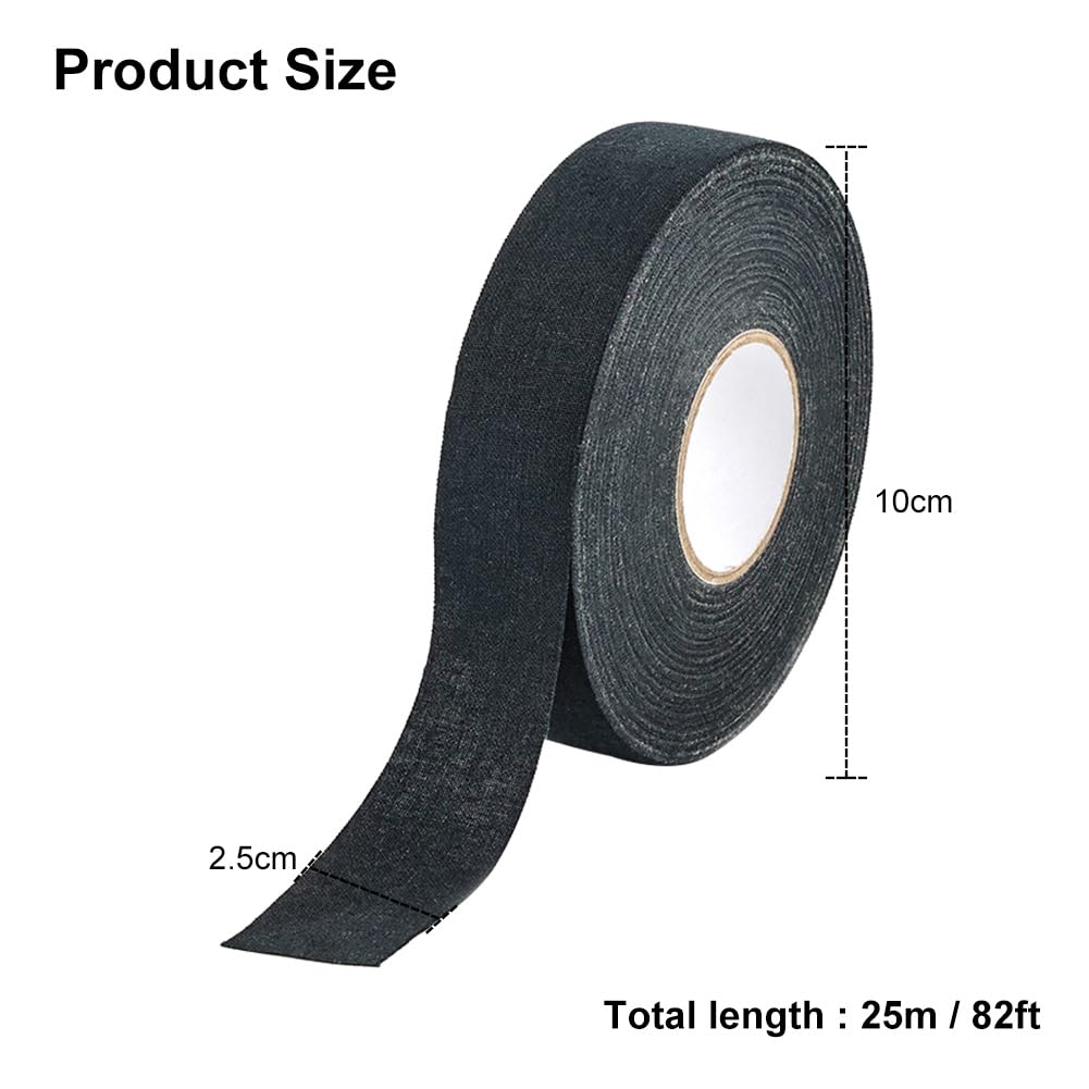 Ruban de bâton de Hockey,Ruban De Hockey Adhésif,Ruban de Hockey,Ruban de Hockey Auto-adhésif,Ruban de Tissu de Hockey,Grip Tape,pour Raquette de Hockey,Raquette de Tennis,25m × 25mm,Noir