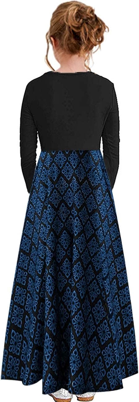 KYMIDY Girls Maxi Dress Kids Long Sleeve Casual Floral Dresses with Pockets for Girls 6-14 Years - Image 5