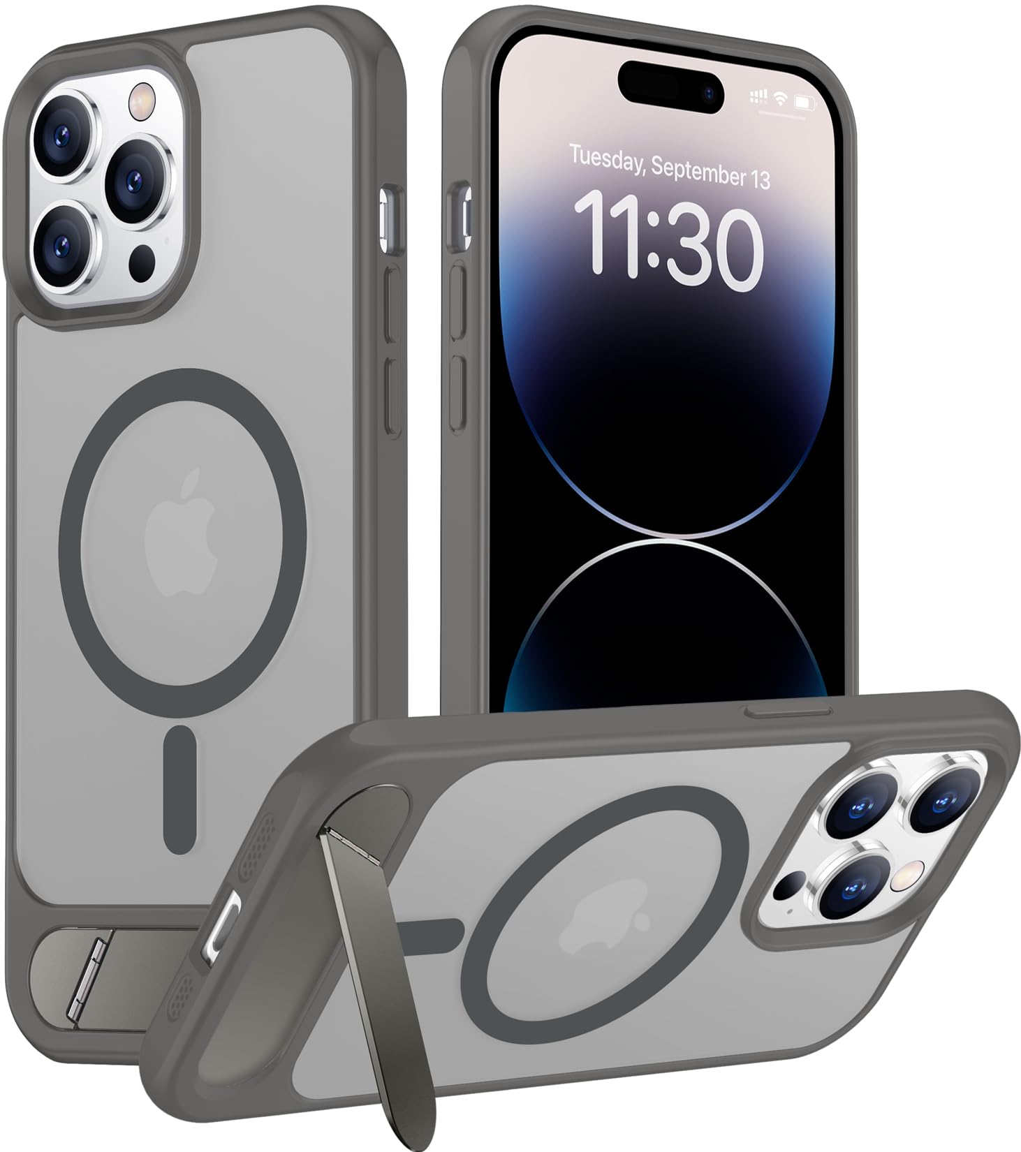 Temdan Magnetic Compatible with iPhone 14 Pro Max Case, [Built-in Invisible Kickstand][Compatible with MagSafe] [Military Grade Shockproof] Slim Translucent Matte Phone Case for iPhone 14 Pro Max 6.7"