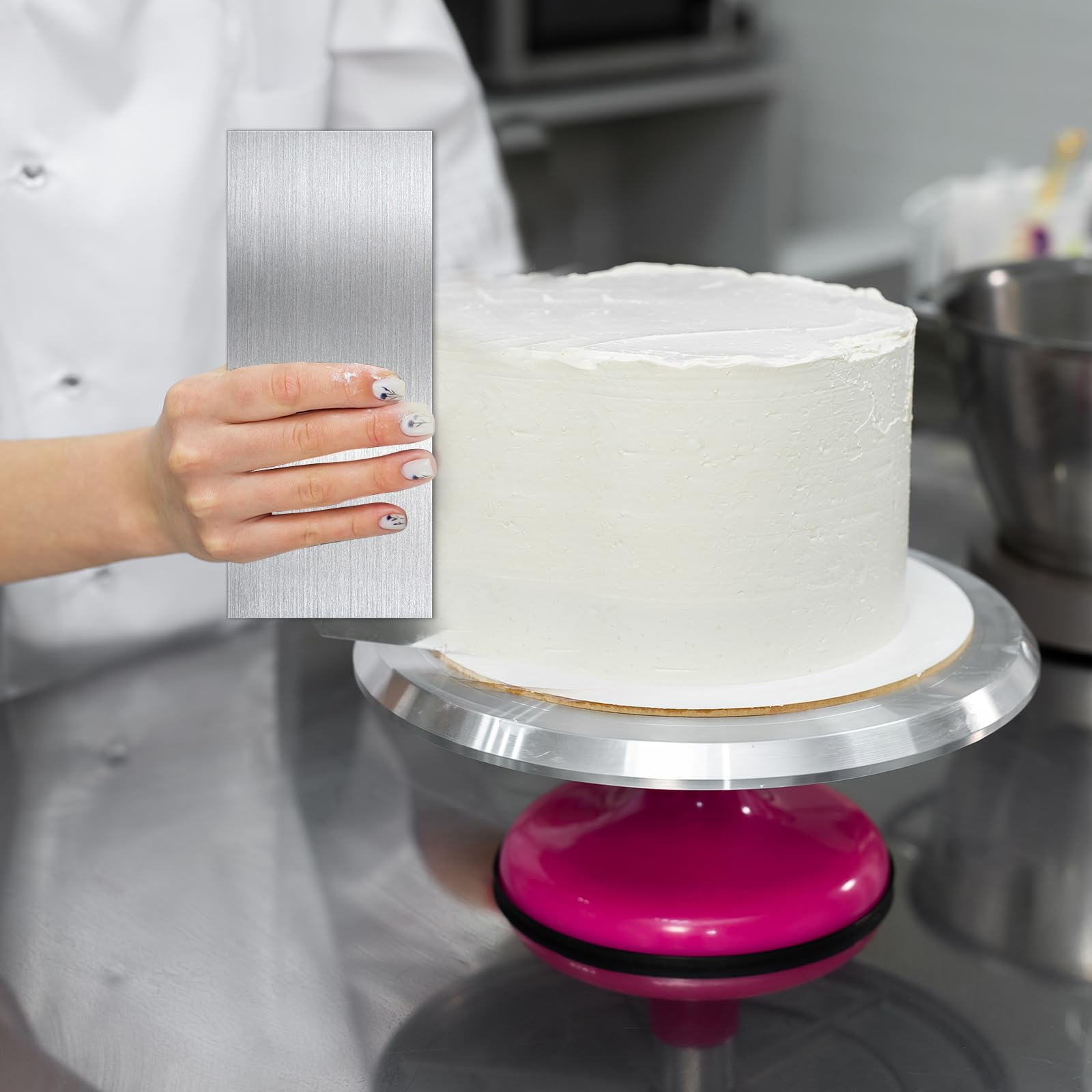 3 Raschietti Per Torte In Acciaio Inox, Spatole Per Decorazione 22x8 Cm, Pettini Per Creare Bordi E Motivi Su Pan Di Spagna - 3