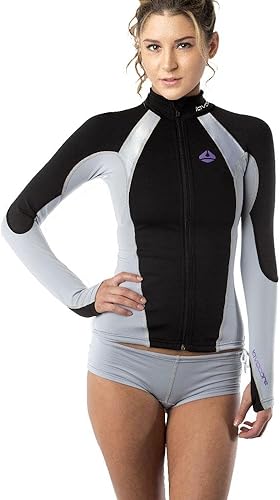 Elite - Chaqueta de surf para remo (SUP) para mujer, color gris, talla L, para buceo, surf, kayak, rafting y remo
