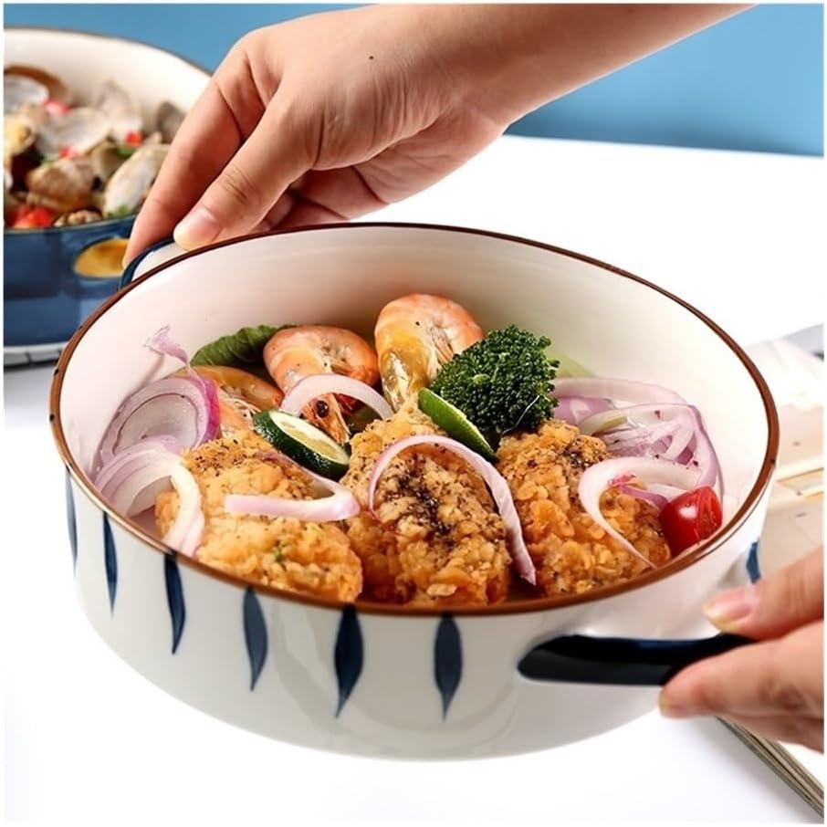 Casserole Dish European-style Ceramic Cheese Gratin Dish for Home Use, Creative Wide Noodle Baking Tray for Oven