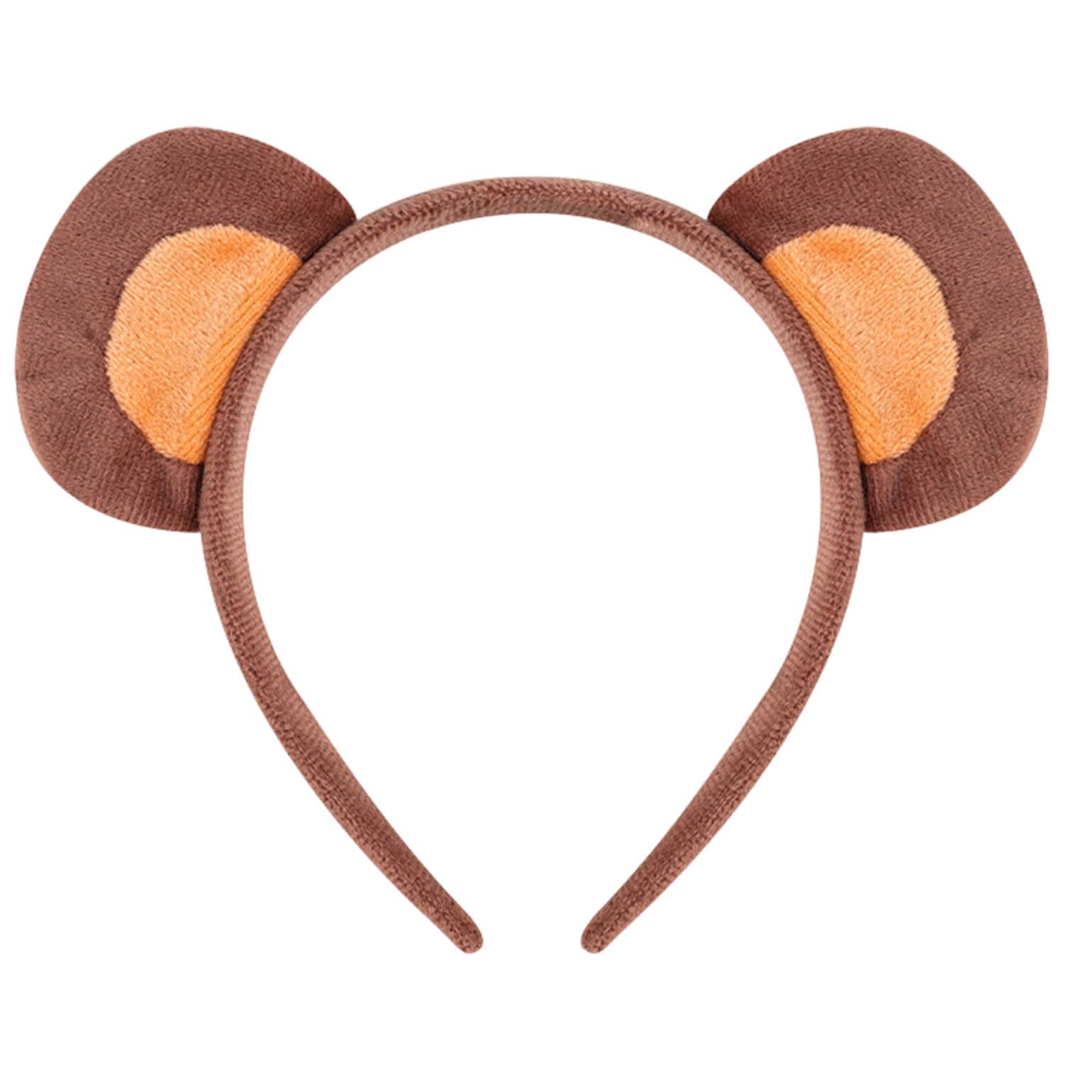 Kecartu 1 Pcs Monkey Ears Headband, Plush Animal Ears Headband for Adults, Cute Costume Headwear for Face Washing, Makeup, Christmas, Halloween Party, Cosplay, Brown