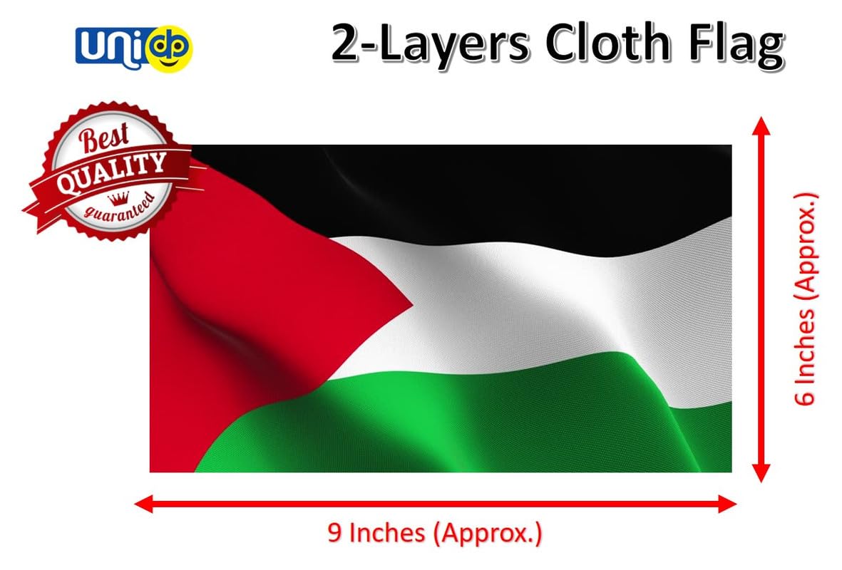 UNIq Indoor PALESTINE Flag - Small Size, Shining & Bright Cotton Cloth (9x6 Inches) - Stand Not Included 1