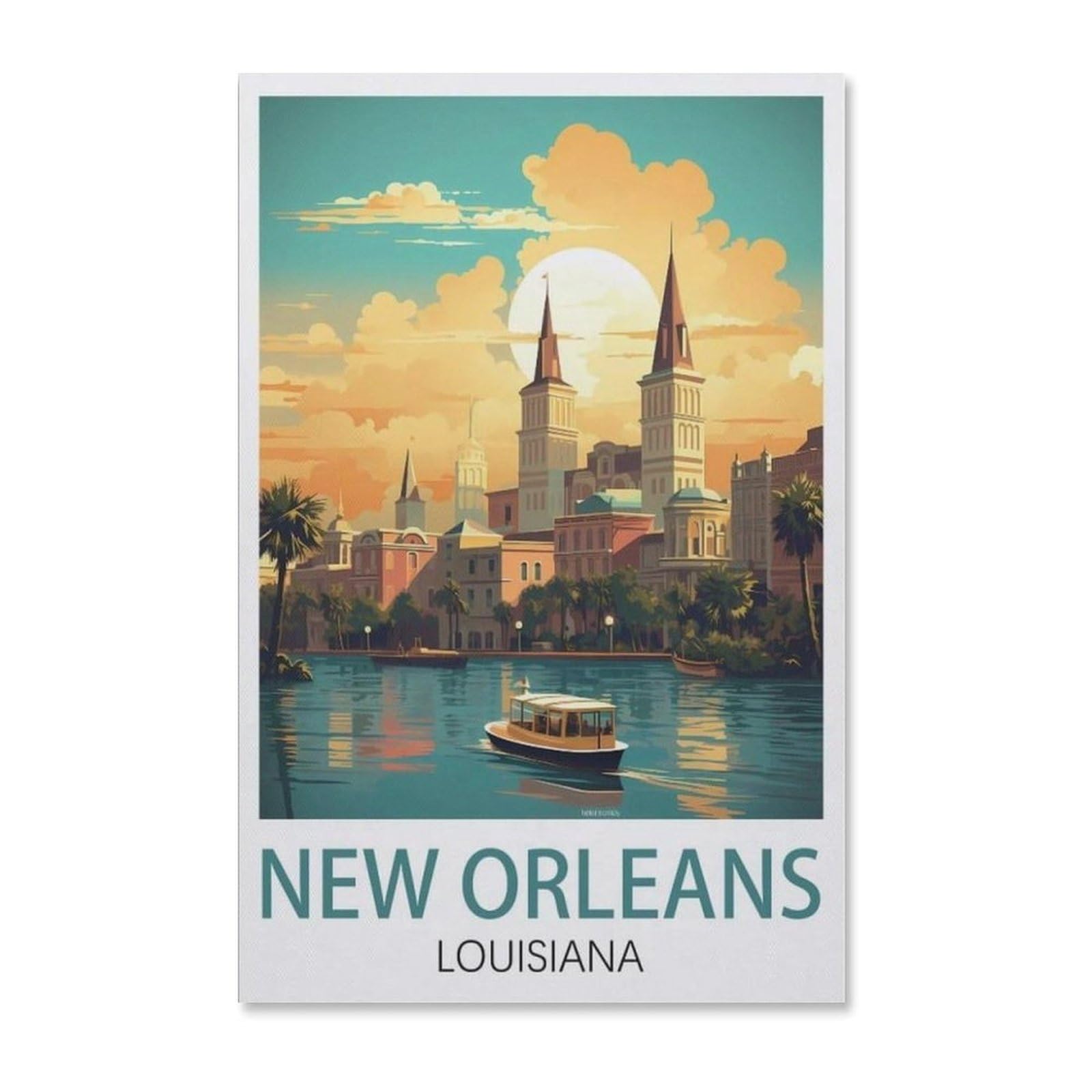 Beayodkp A5 Paint By Numbers For Adults Kids Beginner，New Orleans Louisiana，Diy Acrylic Painting By Numbers Kits With Brushes Acrylic Pigment Home Decoration Brithday Gifts(20X30cm)-Z92