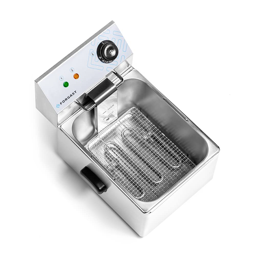 Freidora de Acero Inoxidable | Capacidad 8 litros | Nivel de Calor Ajustable | Freidora Eléctrica Combinada | para Pubs, Bares, Restaurantes | Freidora de Mesa