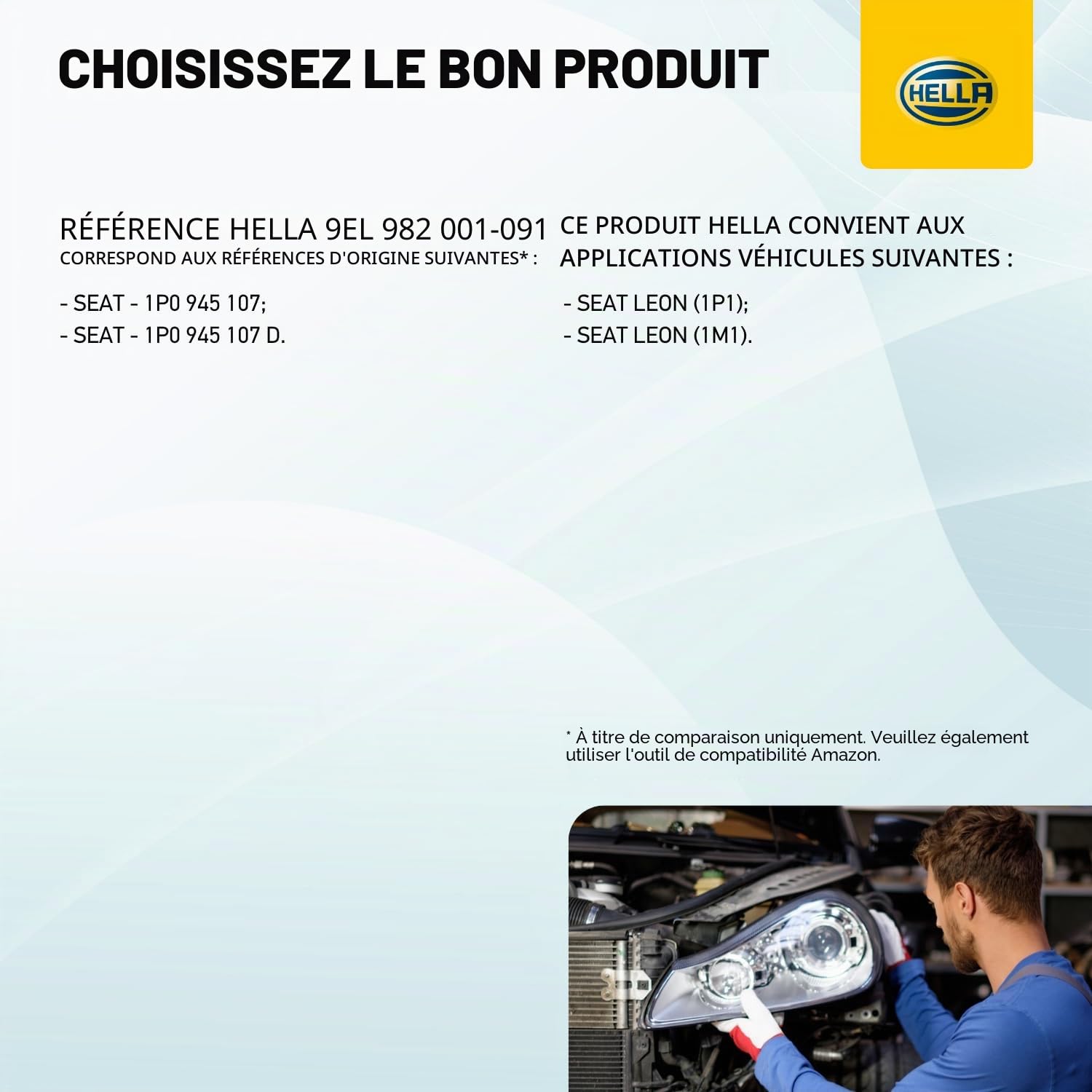 HELLA 9El 982 001-091 Feu Arrière - Illumination - Partie Intérieure - Ece - Pour Circulation À Droite - Gauche