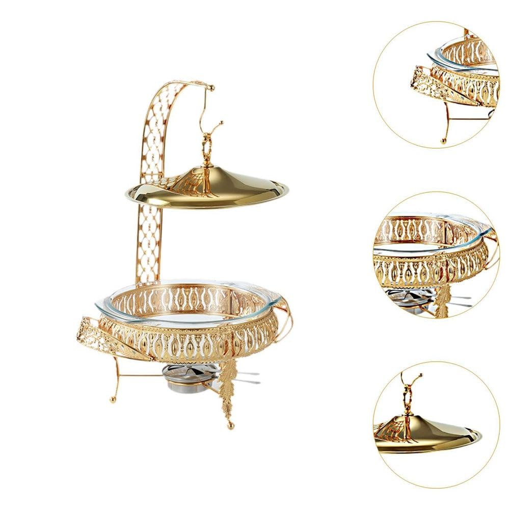 Juego de platos para fregar – Servidor de buffet y calentador con cubierta colgante para catering, cenas y reuniones familiares, capacidad de 2 litros