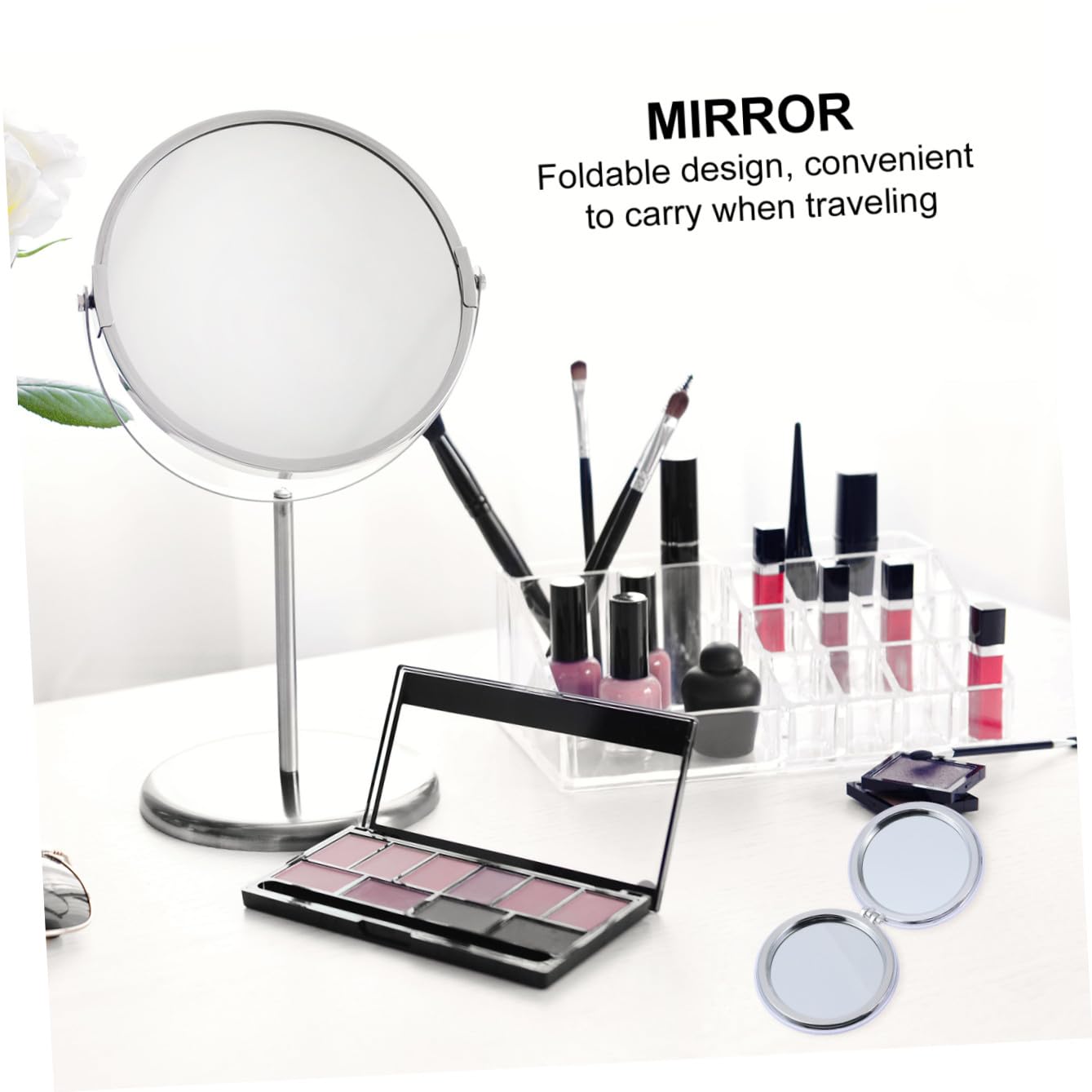 PACKOVE Espejo Paquete de 12 Unidades Ligero y Elegante Compacto Redondo Plegable de PU para Maquillaje Adecuado para Uso en Casa o Escuela