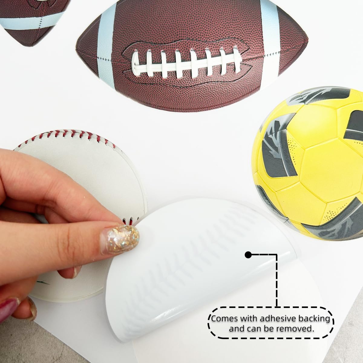 Sports Ball Wall Stickers for Kids 6 Sheets Basketball Football Decals Removable Sports Boys Room Decor for Bedroom Playroom (Balls) image 2