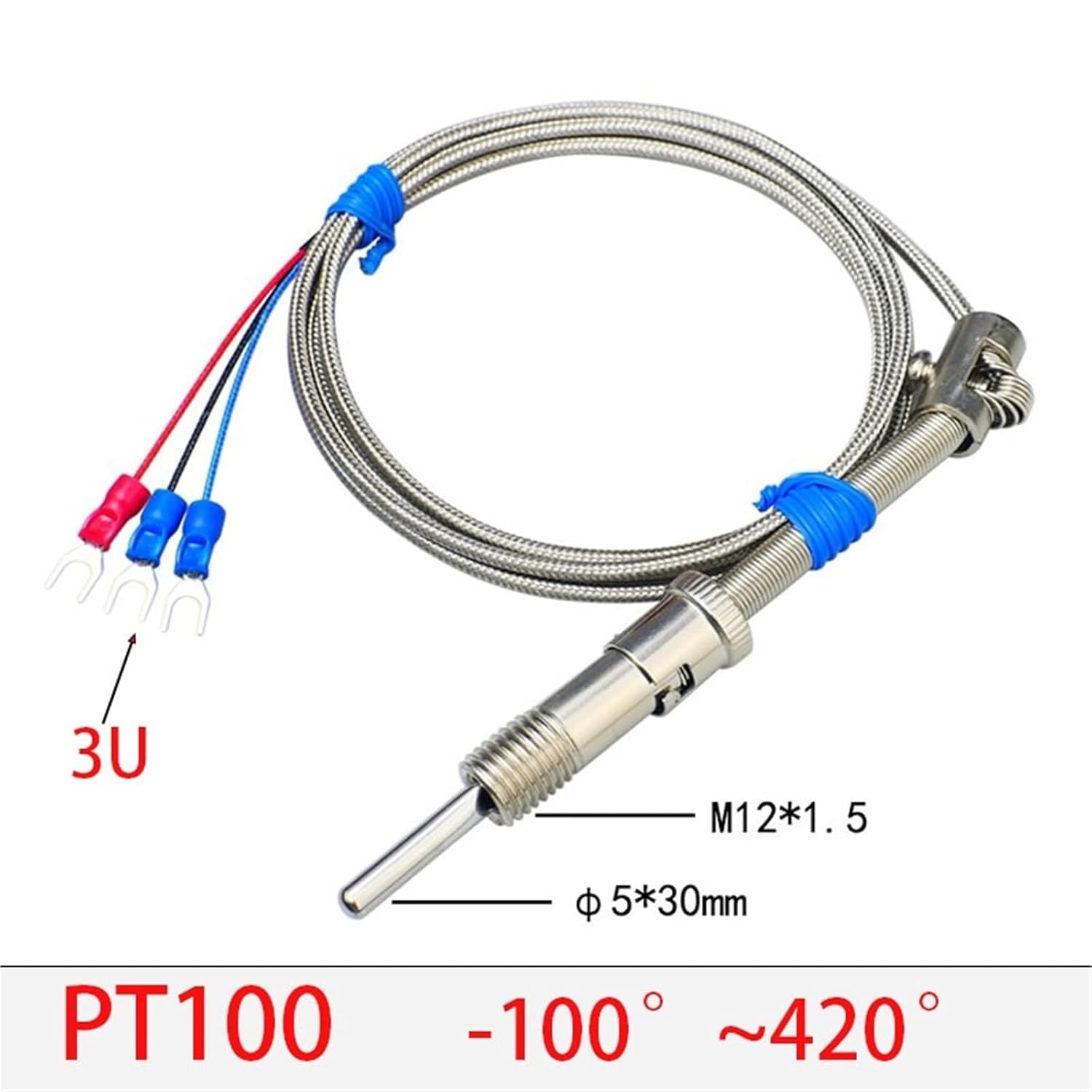 K/E/PT100 Compression Spring Thermocouple Temperature Sensor 0-600℃ Control Probe 1Pcs(K 1M)
