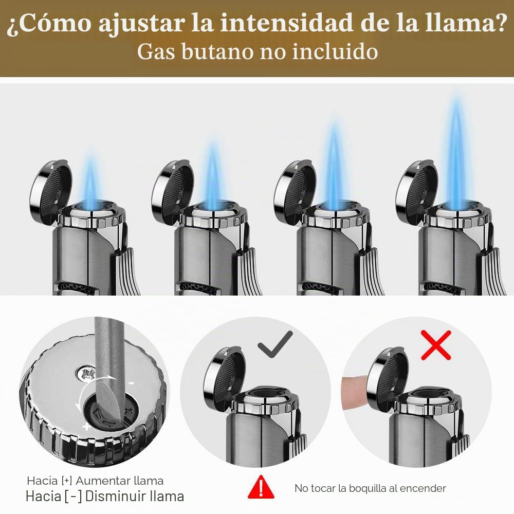 PIPITA 2 Paquete encendedores de Gas butano a Prueba de Viento, Encendedor de Metal de una Sola Llama, Llama Ajustable y Encendedor de Metal Recargable (butano no Incluido) (Yellow+Blue)