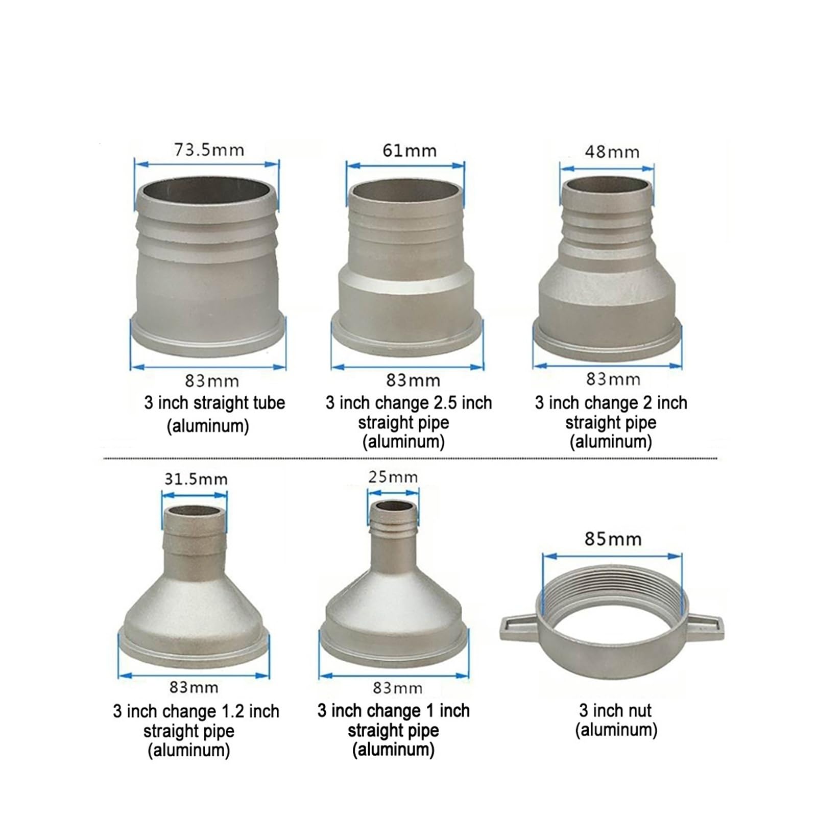 1 juego de accesorios for bomba de agua de gasolina, conector de tubería de 3 pulgadas, llave con junta de goma(3 inch to 1.2 inch)