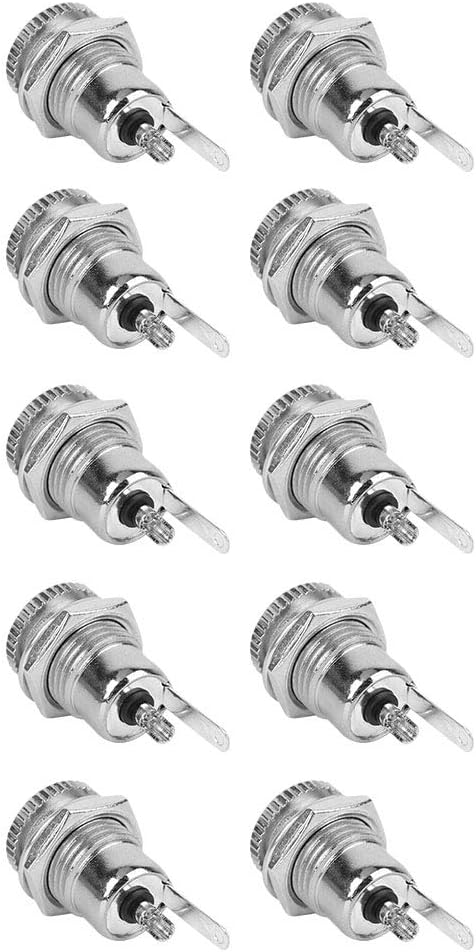 Fafeicy DC Power Jack Socket 10Pcs Panel Mount Connector DC099 DC Power Supply Female Jack 5.5mm x 2.1mm with Threaded Metal Nut for Toys Household Appliances Electronics