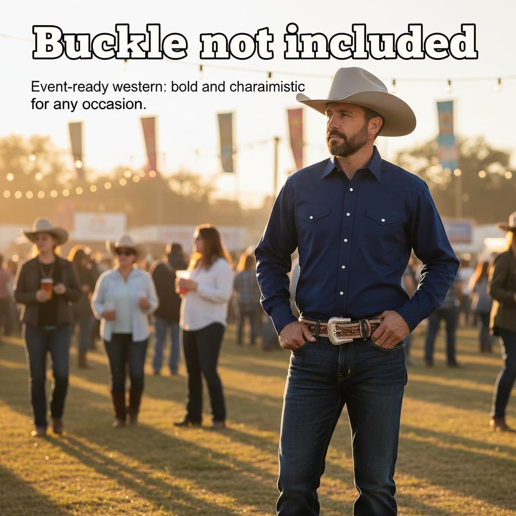 F&L CLASSIC Western Belt without buckle for men – Full Grain Leather Cowboy Belts for jeans - One Piece Leather strap belt - Image 8