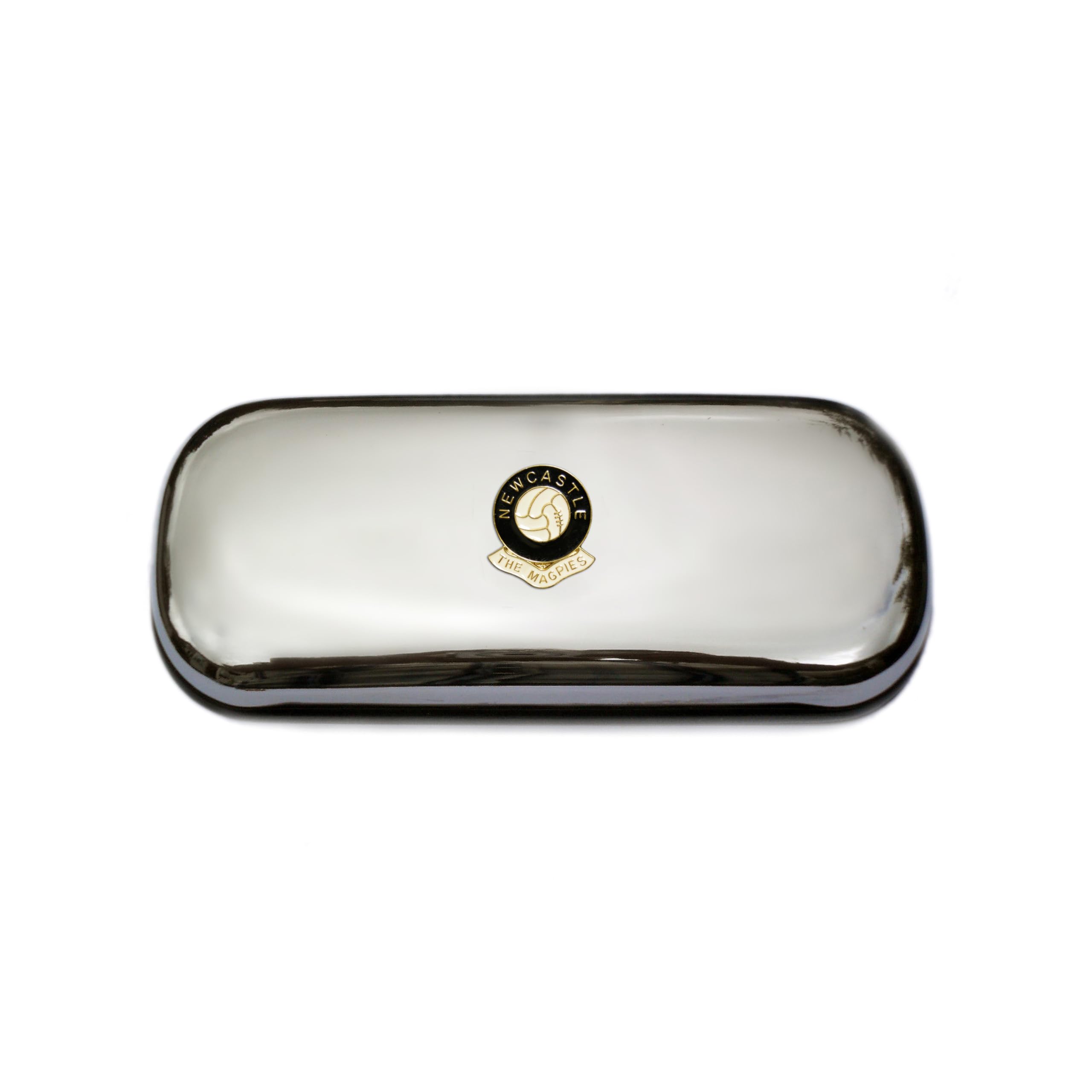 Polished chrome football club glasses case – Newcastle