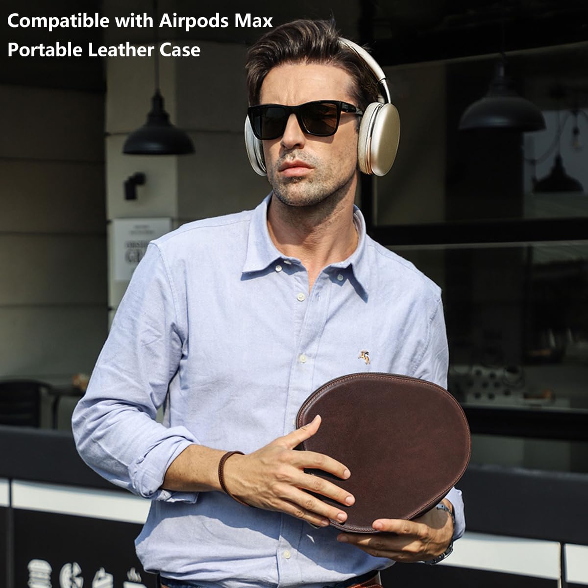 Etui z prawdziwej skóry do AirPods Max, pokrowiec ochronny na przenośne bezprzewodowe słuchawki, skórzany futerał podróżny