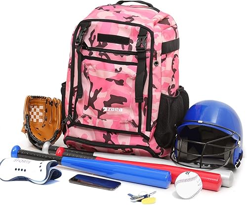Miniatura 2 de ZOEA - Mochila para bate de béisbol para niños y equipo de softbol y herramientas para jóvenes y adultos, gran capacidad para 4 bates, casco,