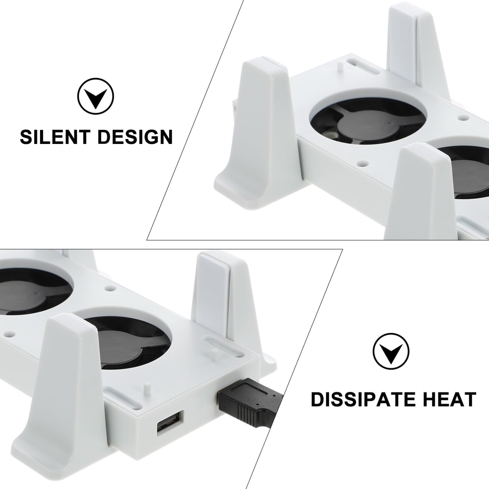 Base Ventilador de Refrigeración Doble para Consola Soporte Vertical 2 USB Velocidades Ajustables Disipador Térmico para Consola Accesorios de Juegos