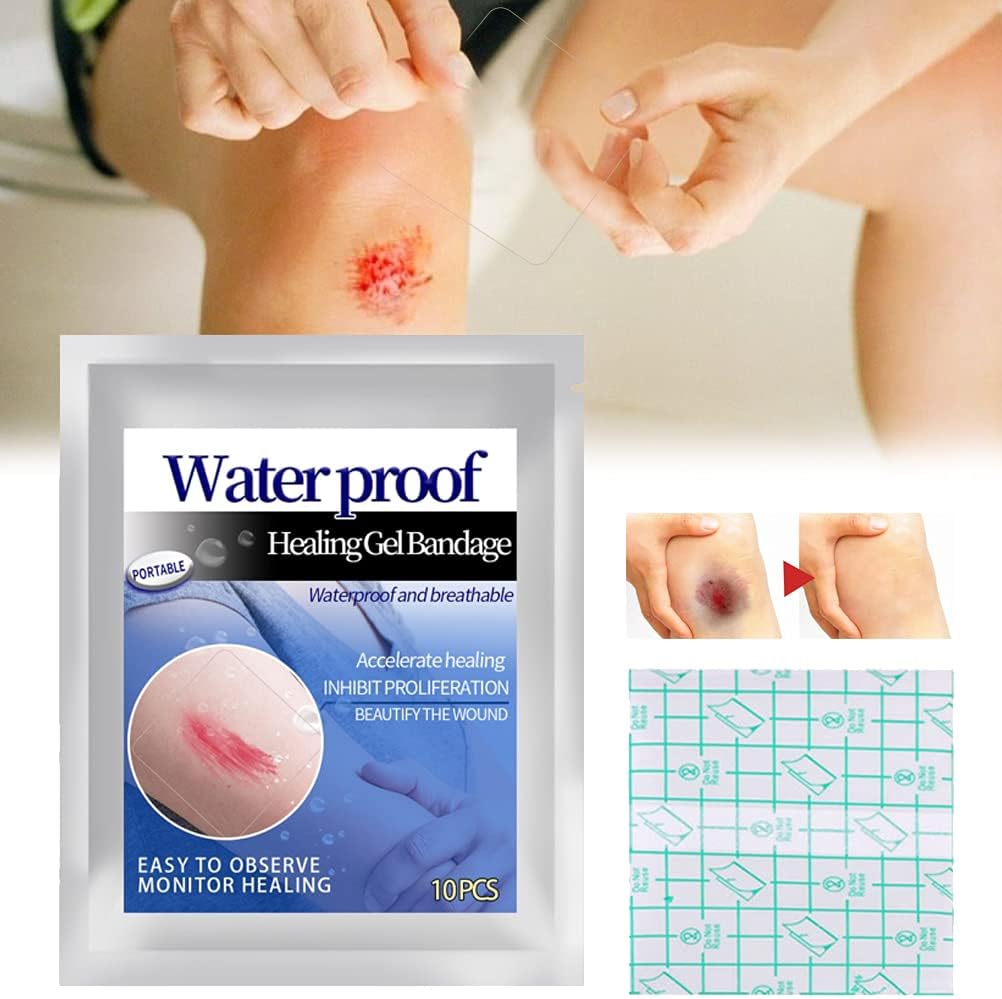 Laddup Apósitos Impermeables, 10 Piezas, tiritas Transparentes estériles, Venda de fijación, Protege contra rasguños de Cortes, Ideal para ducharse, Hacer Deporte