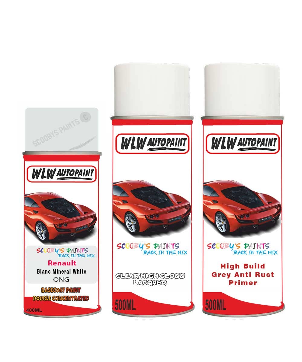 Aerosol Spray Paint For Renault Kangoo Blanc Mineral White 2013-2019 Primer Undercoat With Lacquer