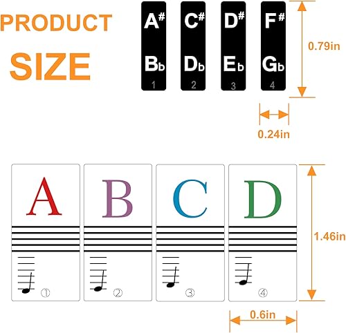 Miniatura 2 de Calcomanías de piano para teclado notas extraíbles para teclado de piano, calcomanías para notas de teclado de piano para niños principiantes