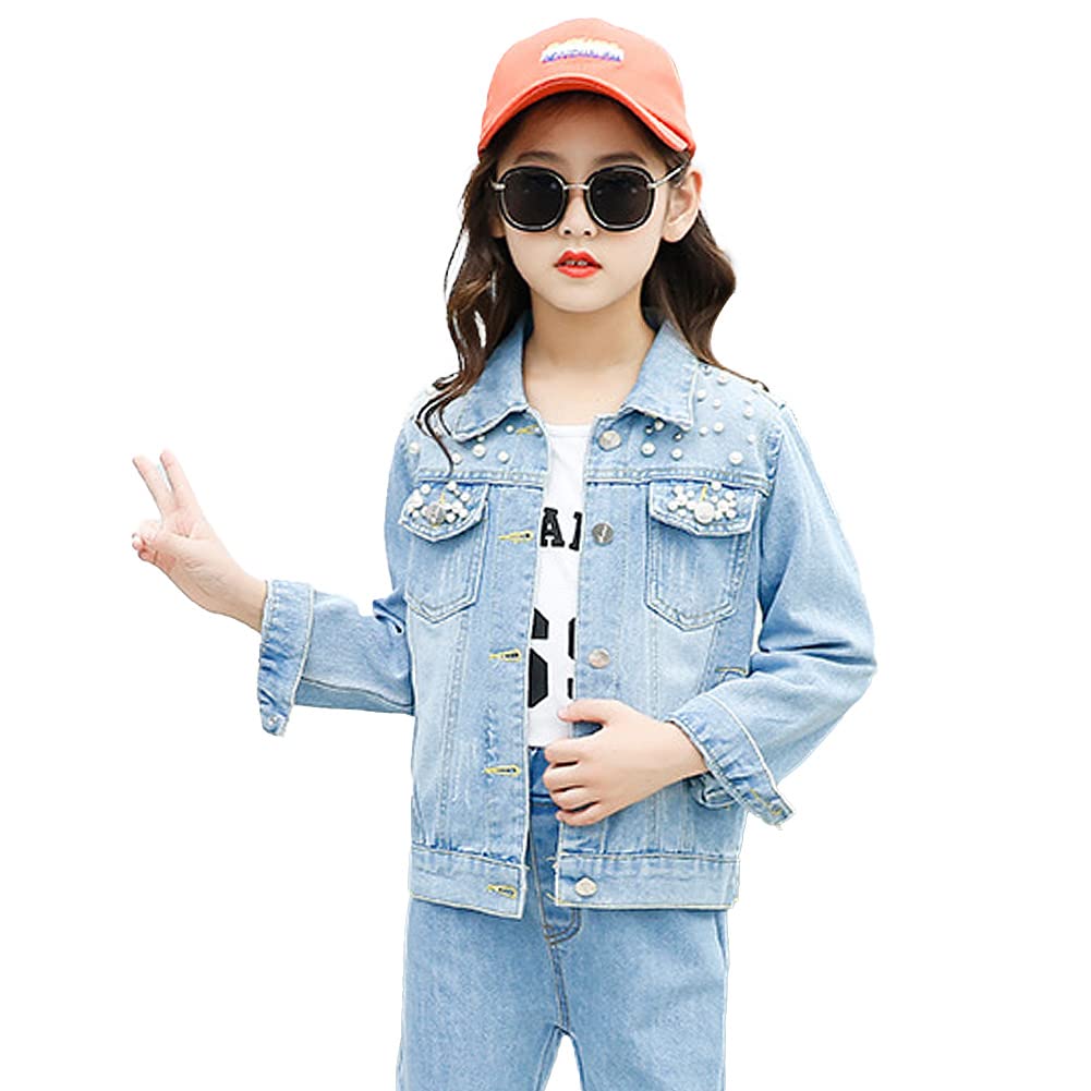 Cazadora Vaquera Niña con Patrón Individual Cómodo Elegante Prendas Abrigo Vibrantes para Edad 3-13 Años