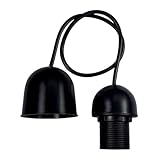 TIBELEC Monture suspension luminaire E27 noire arrondie pour abat jour, 60W maxi