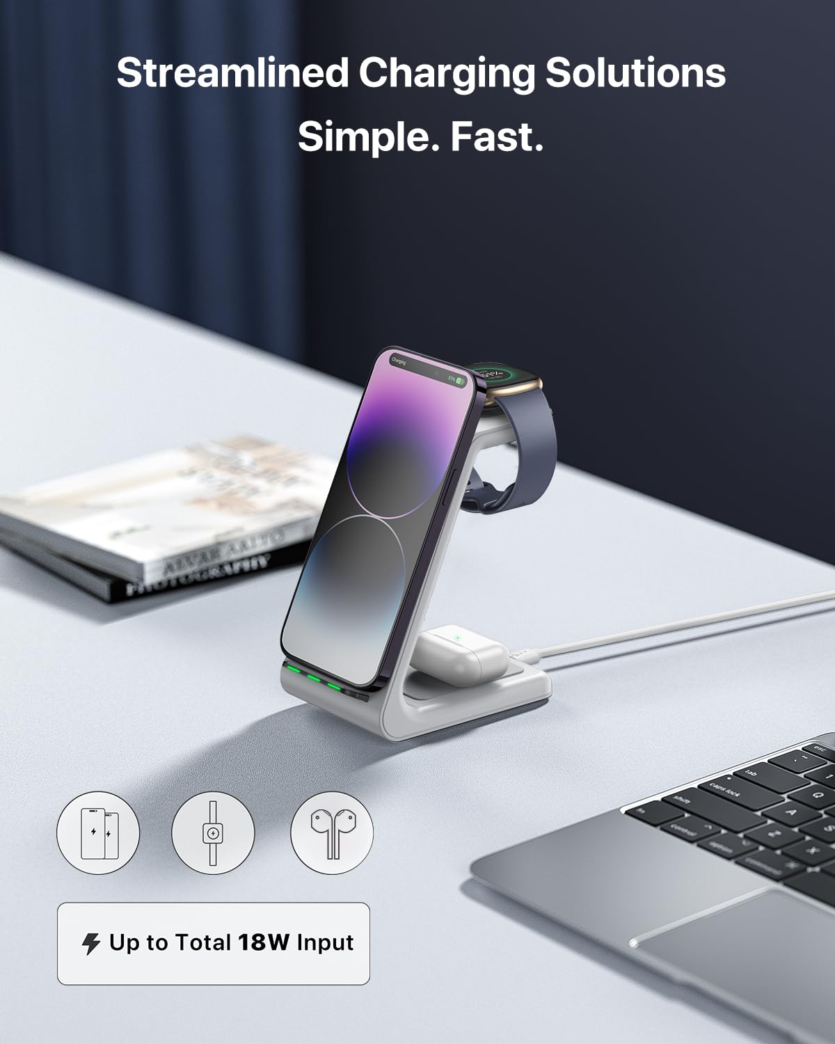 Wireless Charger Fitbit And Iphone Charging Station Intoval