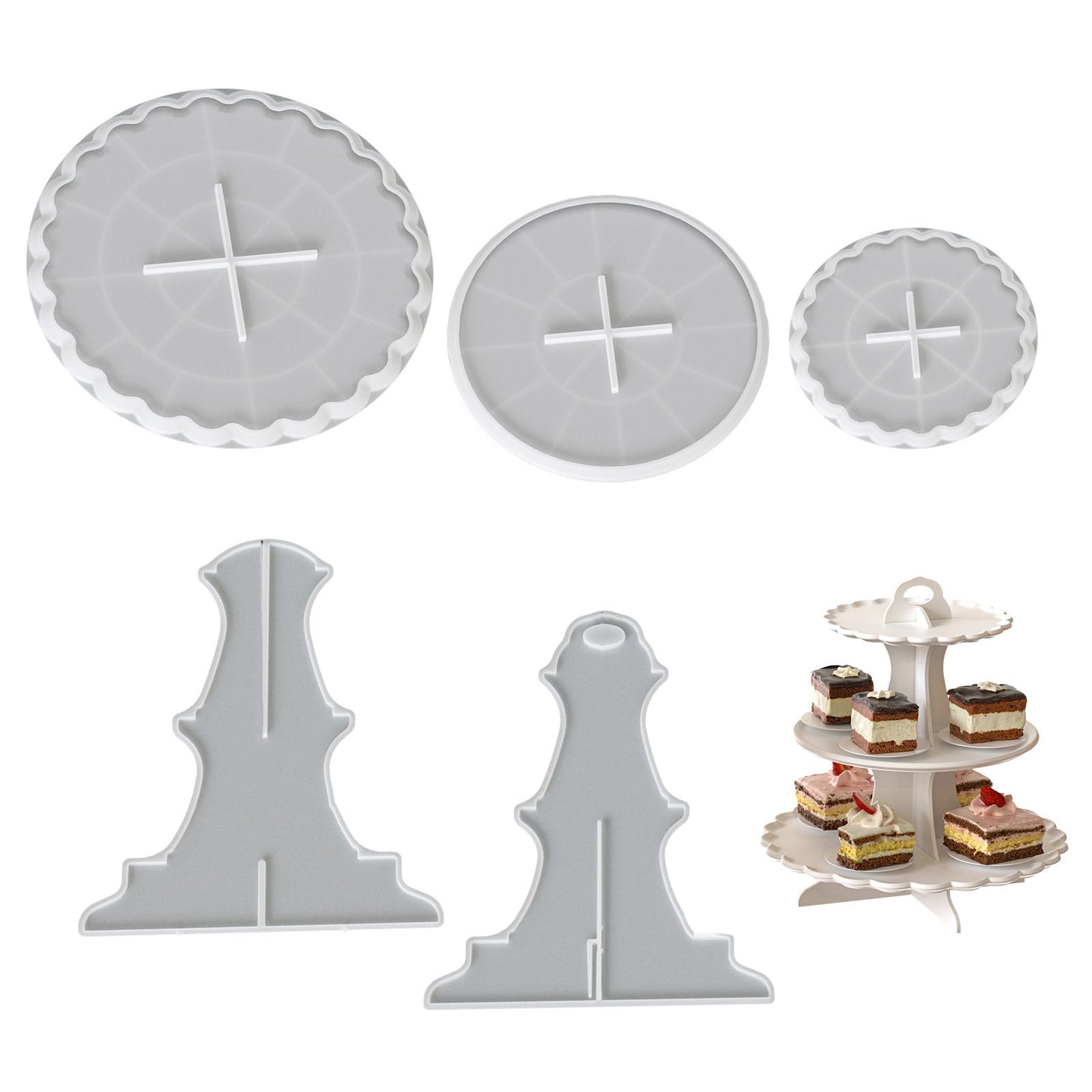 Moule résine silicone pour support à gâteau aux lignes épurées et plateaux d'exposition