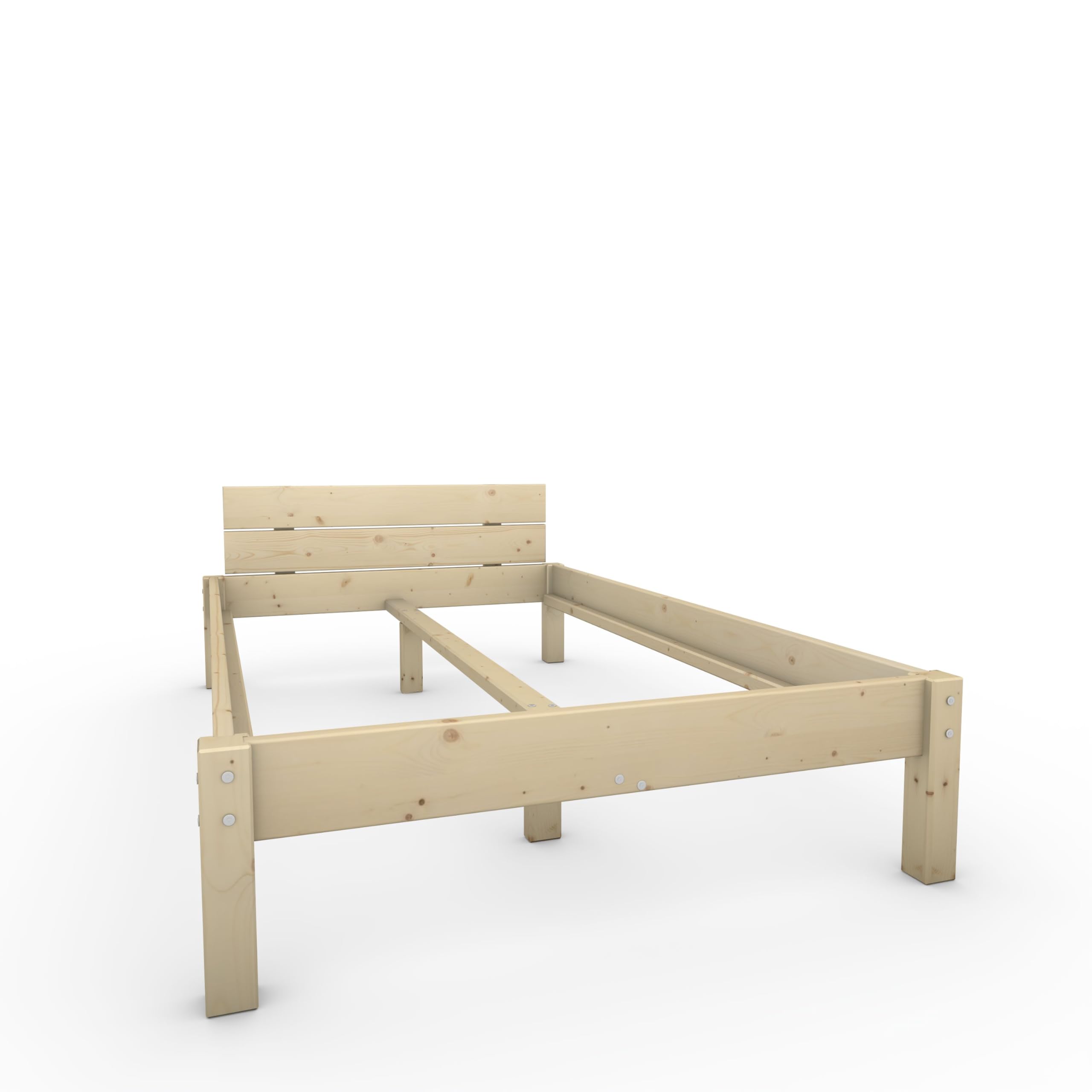 TUGA - Holztech Naturprodukt MASSIVHOLZBETT DAYBETT MASSIV Holz Bett HOLZBETT FSC 300Kg 100 x 220cm unbehandelt EXTRA HÖHE 58cm