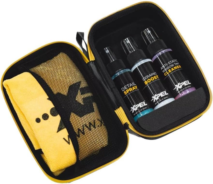 XPEL 3-Pack Interior Care Kit – Car Detailing Set for Interior Surfaces, Trim & Glass | Interior Cleaner, Ceramic Boost, Tint-Safe Glass Cleaner & Premium Microfiber Towel in Branded Case
