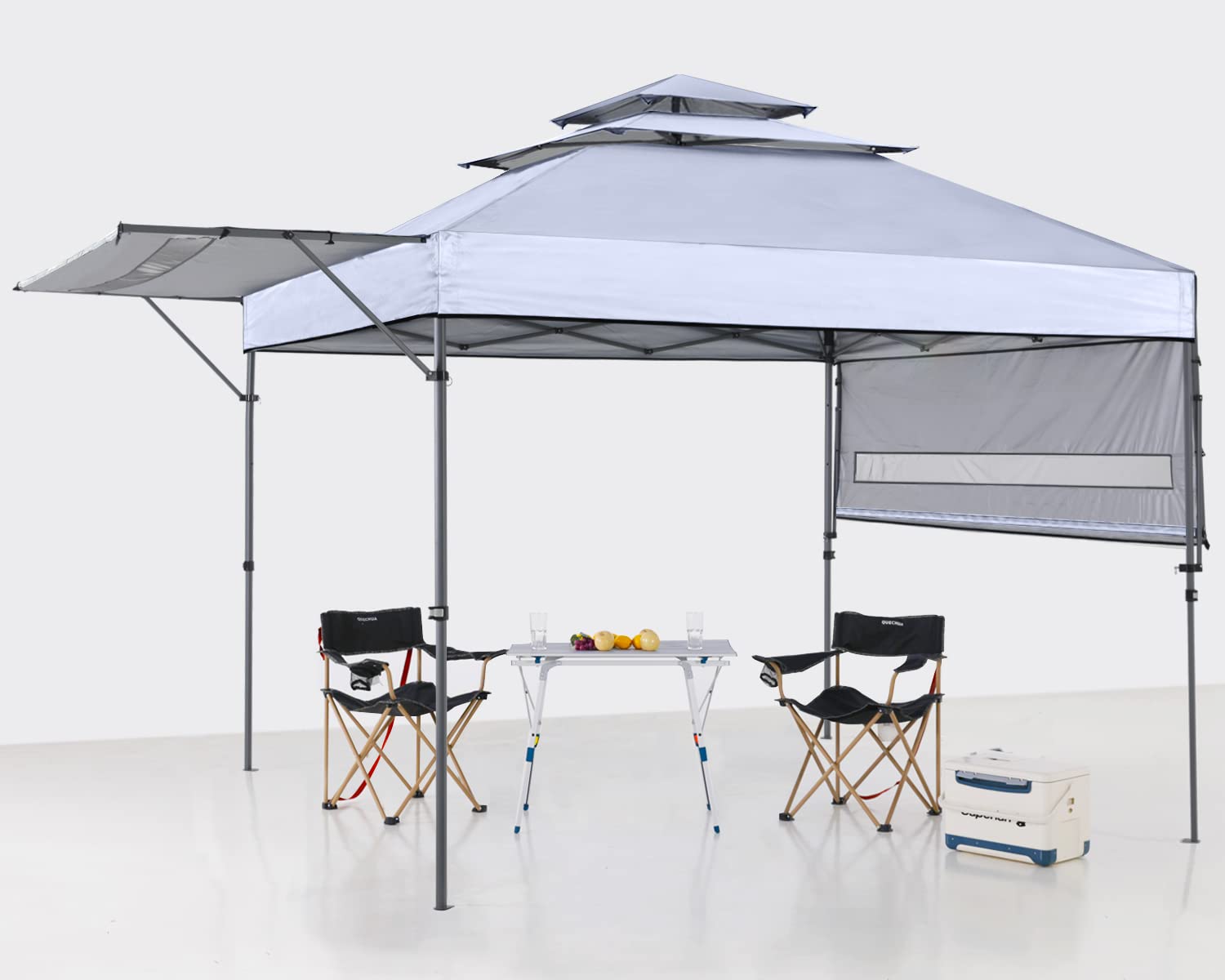 ABCCANOPY Pop up Gazebo Canopy 3-Tier Instant Canopy with Adjustable Dual Half Awnings, White